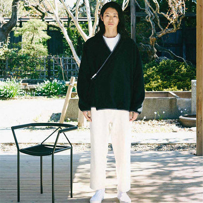 y-COLLAR FLEECE JACKET BLACK L