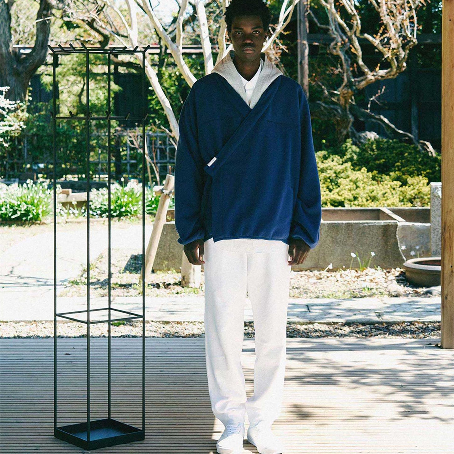 y-COLLAR FLEECE JACKET NAVY M