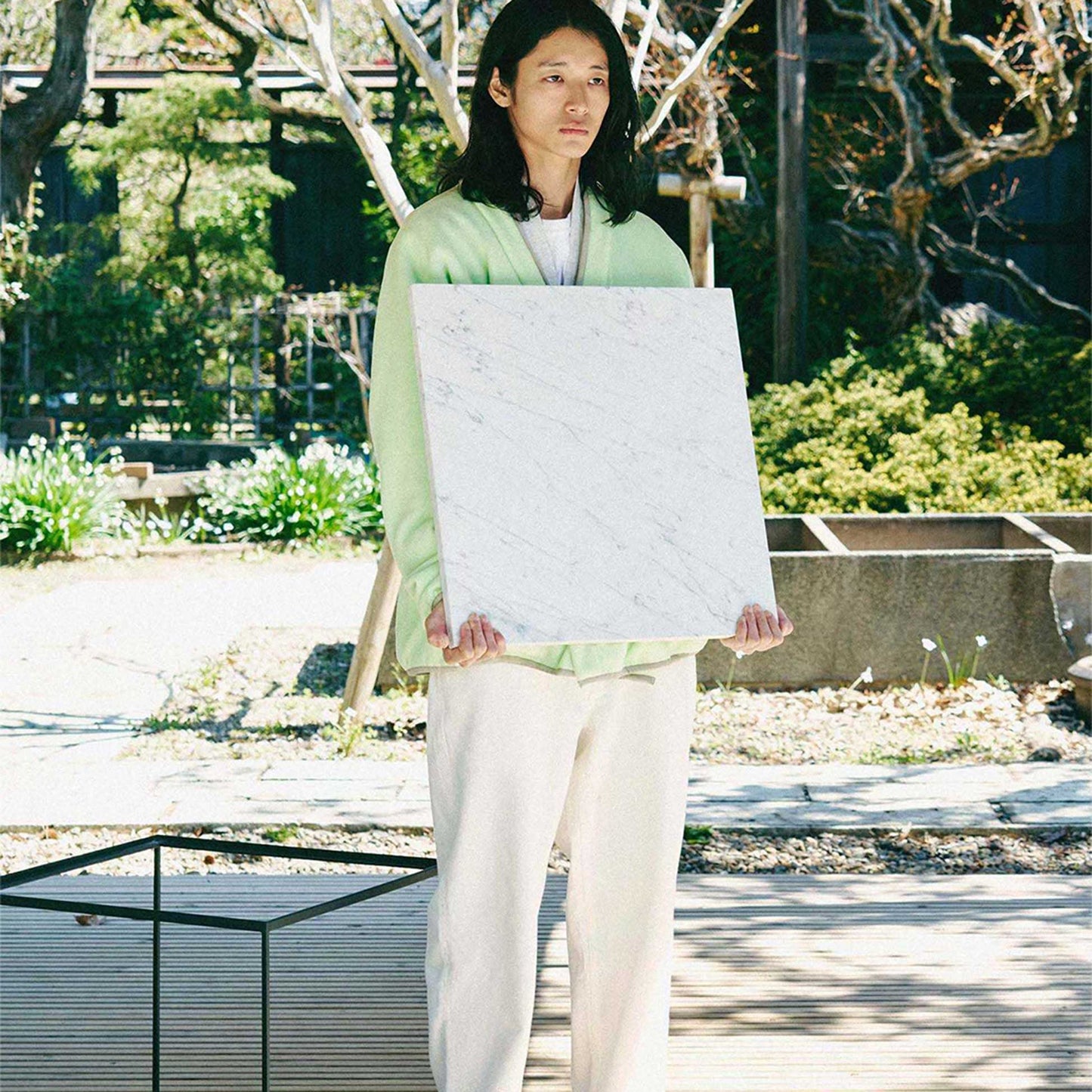 y-COLLAR FLEECE JACKET LIME M