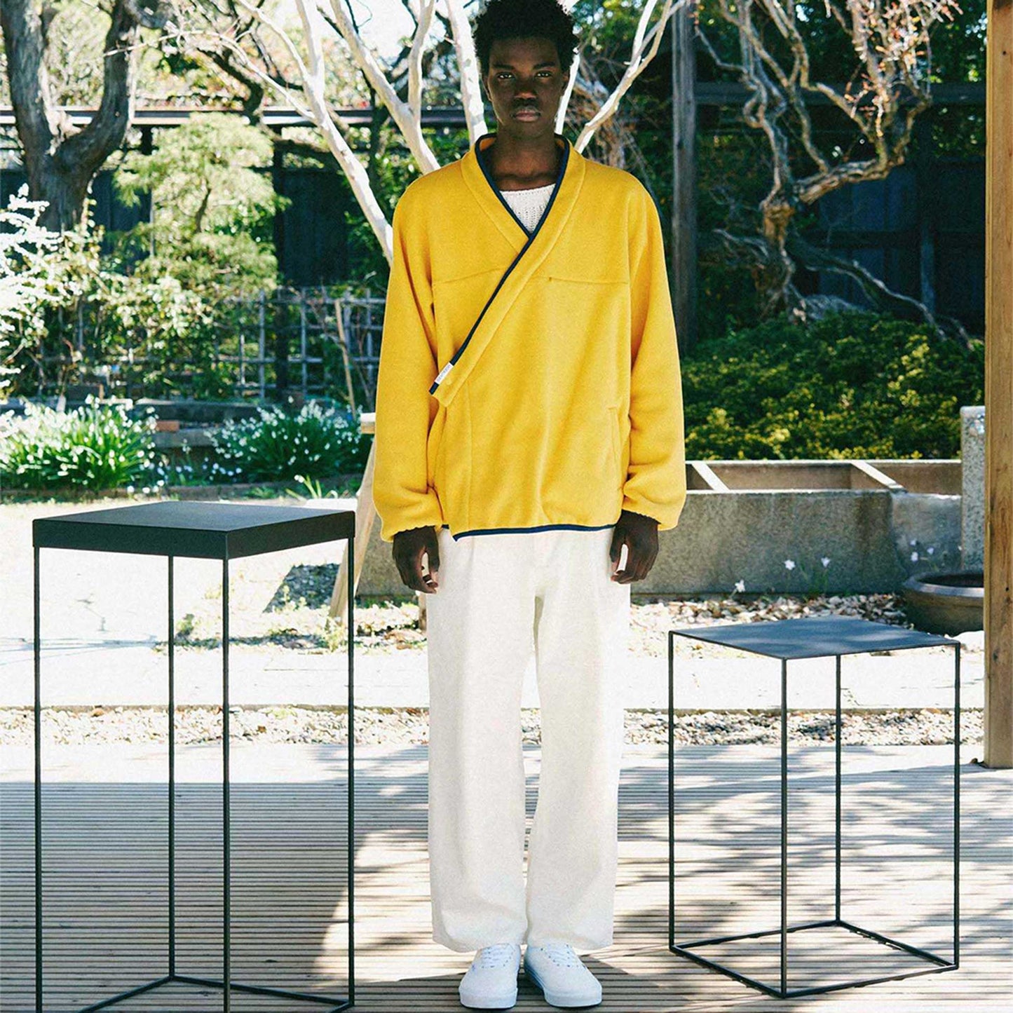 y-COLLAR FLEECE JACKET YELLOW M