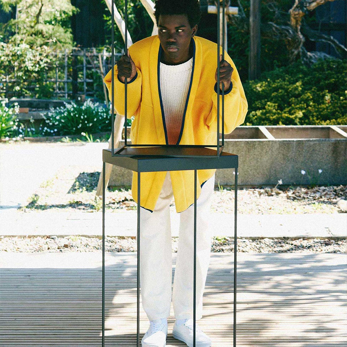 y-COLLAR FLEECE JACKET YELLOW L