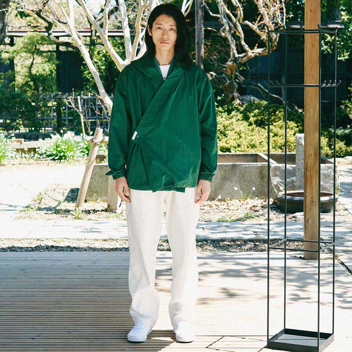 y-COLLAR HOODIE JACKET GREEN L