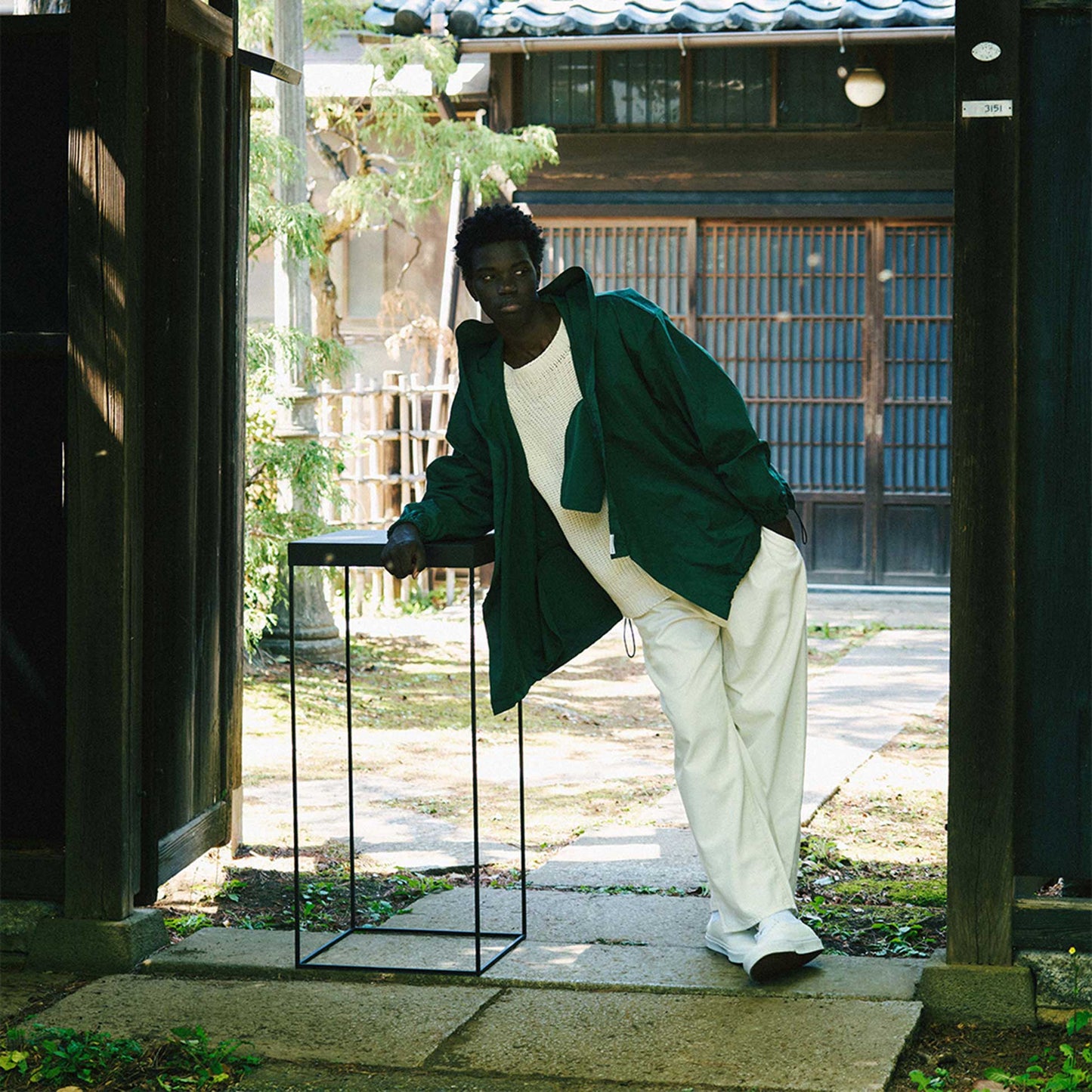 y-COLLAR HOODIE JACKET GREEN L